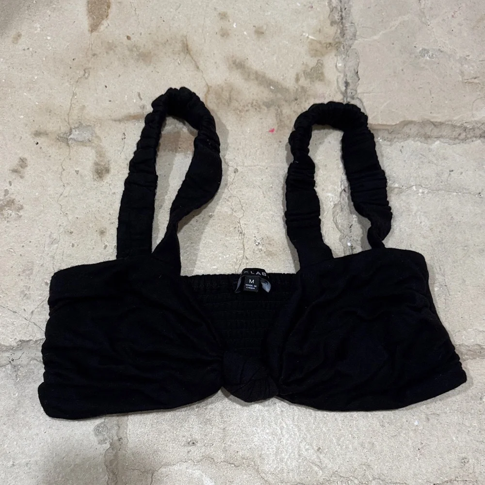 Jluxlabel Black knotted Ruched Top sz M - Picture 2 of 3